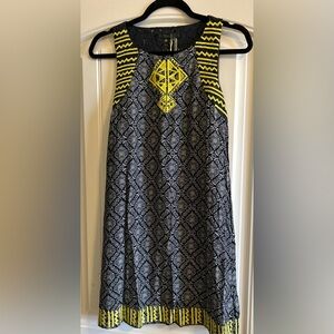 THML Navy And Yellow Lace A-Line Dress Embroidered Boho Women’s Size Small